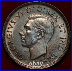 Uncirculated 1937 King George VI 25 Cents Silver Coin Canada