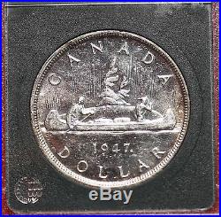 Uncirculated 1947 Canada $1 Silver Foreign Coin Free S/H