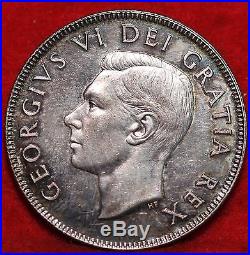 Uncirculated Toned 1948 Canada 50 Cents Silver Foreign Coin Free S/H