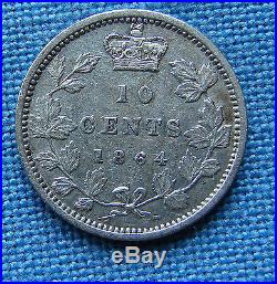 Very Nice 1864 Ten Cent New Brunswick Canada 10 Cent Silver Coin