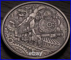 WHIMSICLE TALE STEAM LOCOMOTIVE 2025 CANADA 3oz. 9999 Pure Silver Proof $50 Coin