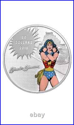 WONDER WOMAN 2016 Canada $20 1oz. 999 silver coin ORIGINAL BOX and PAPERS
