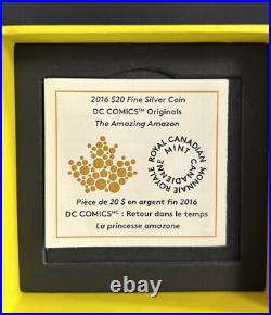 WONDER WOMAN 2016 Canada $20 1oz. 999 silver coin ORIGINAL BOX and PAPERS