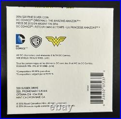 WONDER WOMAN 2016 Canada $20 1oz. 999 silver coin ORIGINAL BOX and PAPERS